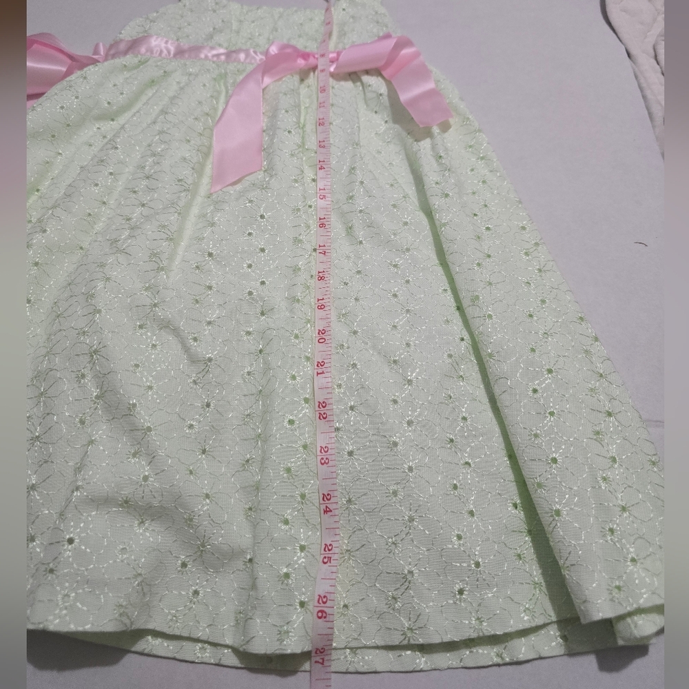 Bonnie Jean Eyelet Green Sleveless Dress For Girls Size 6x - Picture 8 of 9